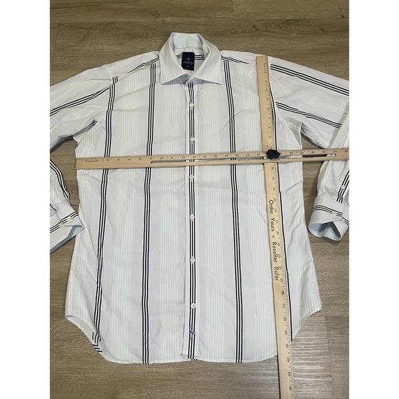 TAILORBYRD Shirt Mens Sz M White Striped Long Sleeve Button 100% Cotton - Picture 4 of 10